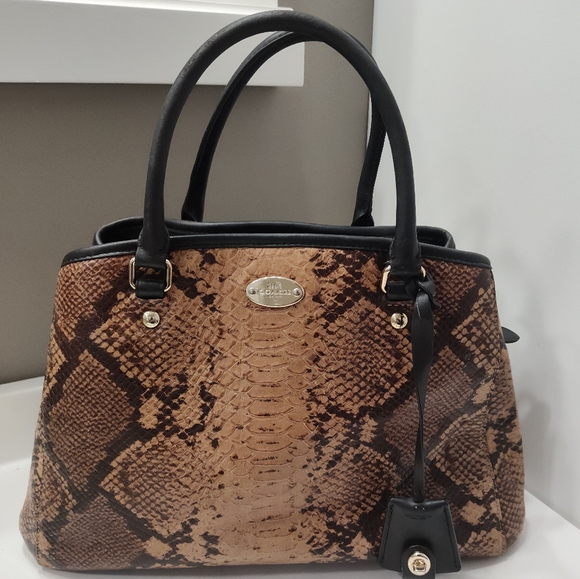 Coach | Bags | Guc Coach Margot Python Embossed Leather Carryall ...